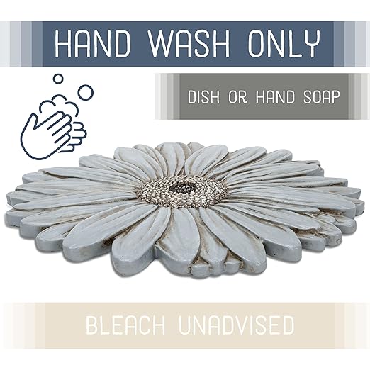 NAT & Jules Gerbera Daisy Flower Shaped Dimensional Indoor Outdoor 12 inch Cast Resin Decorative Garden Stepping Stone, Patio, Walkway Sculpture Yard Art, Stone Grey-Ruum Studio Home