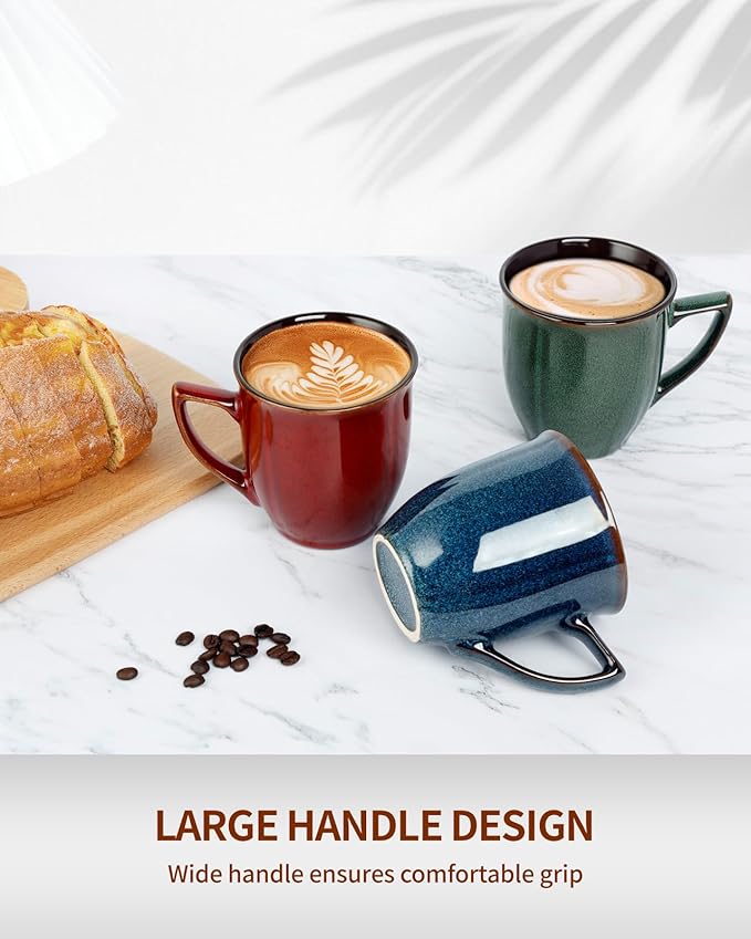Ceramic Mugs 14 Oz,Mugs Set for Men Women, Ceramic Mugs Set with Large Handle for Coffee Tea Milk Cocoa, Coffee Cups Set of 6 Gift for Dad Mom,Easy to Clean & Hold, Microwave Safe.-Ruum Studio Home