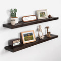 Axeman Floating Shelves for Wall - 40''W x 8'' D Rustic Solid Elm Wood Shelves for Storage, Wall Mounted Display Shelving with Invisible Heavy-Duty Metal Bracket (Walnut, 2PCs)-Ruum Studio Home