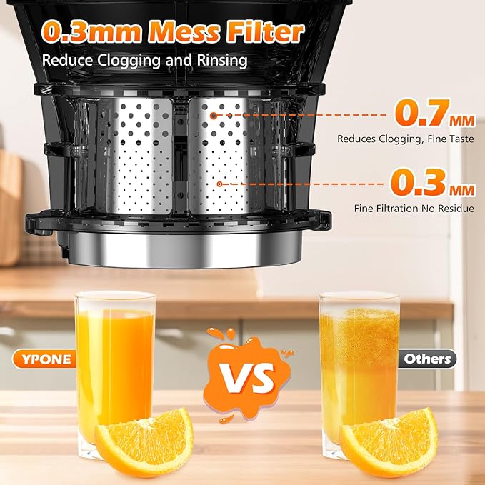 Juicer Machines with 5.4" Large Feed Chute, 400W Cold Press Juicer for Whole Vegetables and Fruits, Slow Masticating juicer Easy to Clean Juice Extractor Machine High Juice Yield(Titanium Gray)-Ruum Studio Home