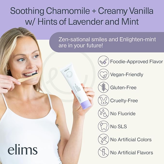 Elims Nano Hydroxyapatite Toothpaste – Fluoride-Free, Xylitol Remineralizing, Whitening Toothpaste for Sensitive Teeth, SLS-Free, Lavender Vanilla Mint Favlor for Adults & Kids, 4oz-Ruum Studio Home