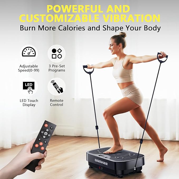 Vibration Plate Exercise Machine for Lymphatic Drainage, 2025 Advanced Triple Motors Vibrating Equipment for Weight Loss, Whole Body Workout with Magnetic Acupoints, Gym Home Shake Board for Fitness-Ruum Studio Home