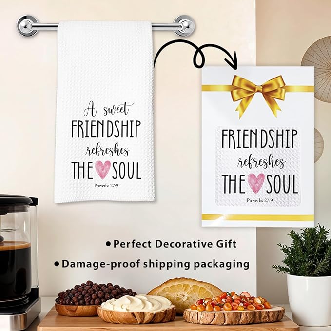 Friendship Kitchen Towel, A Sweet Friendship Refreshes The Soul, Christian Hand Towel Gift for Friend, Inspirational Tea Towel for Bathroom or Kitchen-Ruum Studio Home