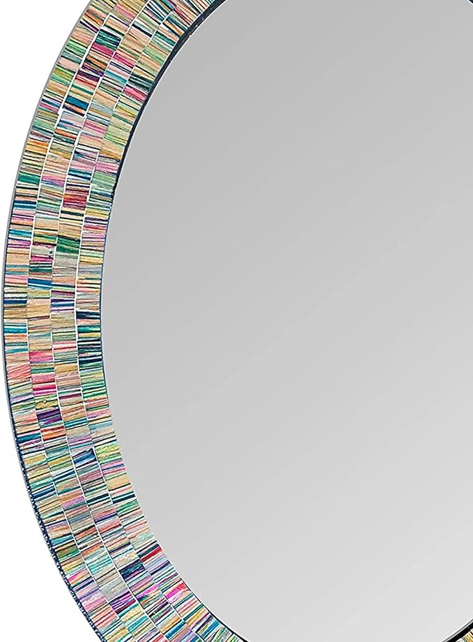 Bohemian Rainbow Wall Mirror -Glass Mosaic Decorative Wall Mirror, Multi Color Spectrum Wall Mountable, Oval Multi-Color Framed Mirror (32 in. x 24 in.)-Ruum Studio Home