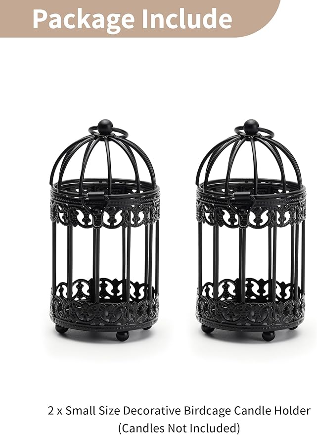 NUPTIO Vintage Bird Cage Decor: Decorative Bird Cage Candle Holder for Table - Hanging Metal Small Birdcage Tealight Votive Holders for Christmas Bridal Shower Centerpiece 6 Inch H-Ruum Studio Home