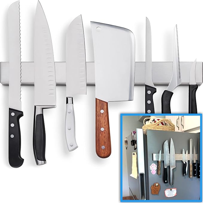 Premium Magnetic Knife Holder for Refrigerator that Doesn't Slide – 17 Inch Professional Double Sided Knife Strip for Fridge - Knife Rack/Knife Bar With Powerful Magnetic Pull Force (Upgraded Version)-Ruum Studio Home