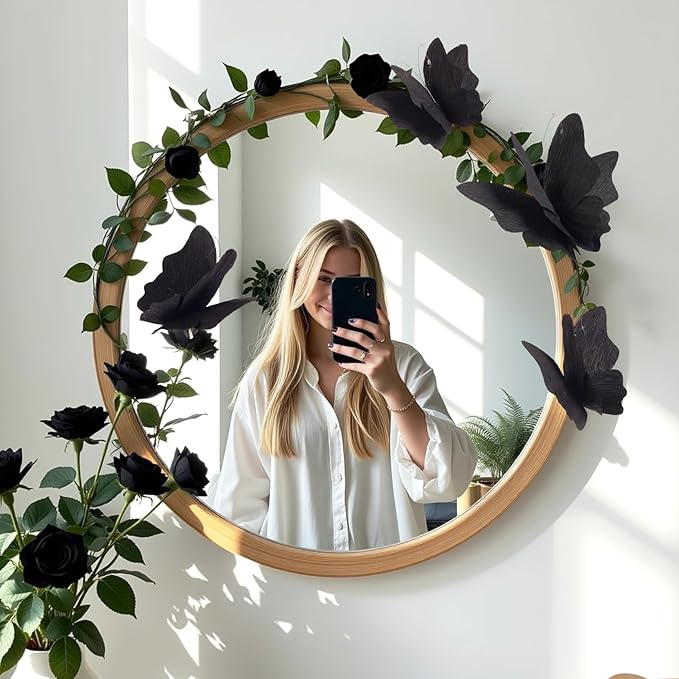 Party Butterfly Decorations, Black 3D Butterfly Birthday Decoration, 4 Pcs Crepe Paper Hanging Decor for Room, School, Black Theme, Flower Party for Garden, Dining Table Decor-Ruum Studio Home