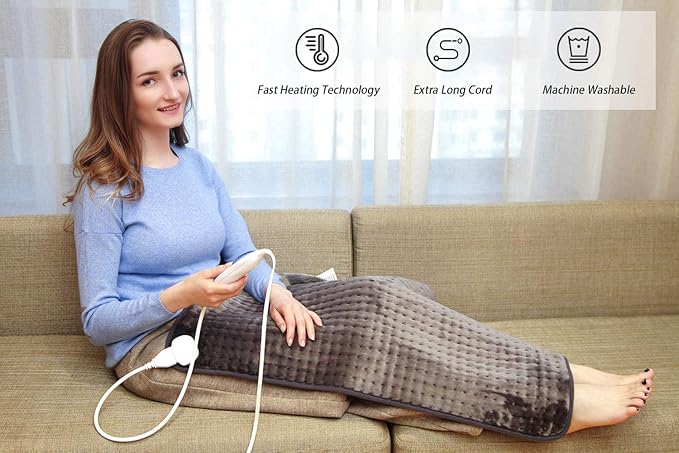 Ruqiji 17''x33'' XXXL King Size Heating Pad with 10 Temperature Settings, Pain Relief for Back/Neck/Shoulders/Menstrual Pain/Leg Cramp Christmas Gifts for Women Men Mom Dad (Dark Grey)-Ruum Studio Home