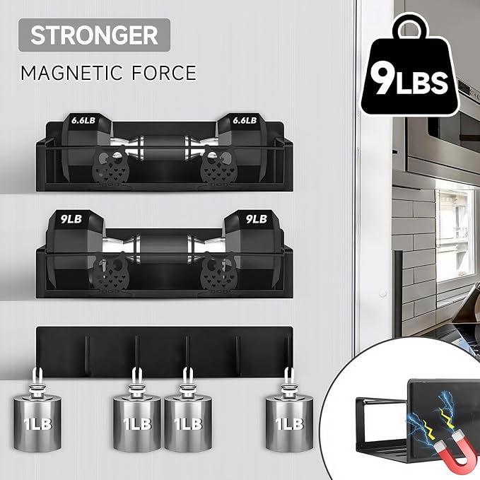 3 Pack Moveable No Drilling Heavy Magnet Spice Rack for Refrigerator Organizers and Storage,Space Saving Kitchen Organization with Magnetic Hooks,Owl Kitchen & Home Decor(Black)-Ruum Studio Home