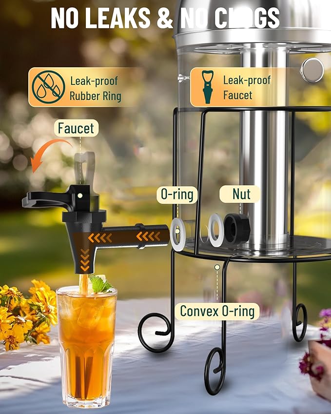 Wantjoin Beverage Dispenser With Stand - 2 Gallon Drink Dispenser With Stand Juice Dispensers For Parties, Ice Core, Spigot, Visible Container For Lemonade, Cocktail, Sangria, Punch, Events, Buffet-Ruum Studio Home