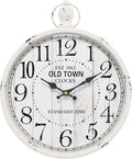 Menterry Retro Round Wall Clock. White Vintage Antique Style. Battery Operated Silent Wall Clocks for Farmhouse,Bathroom,Kitchen,Bedroom,Office, (11.8" H x 9.3" W)-Ruum Studio Home
