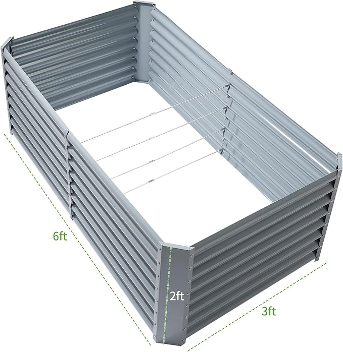 Land Guard 6×3×2ft Galvanized Raised Garden Bed, Planter Boxes Outdoor, Raised Garden Beds Outdoor for Vegetables, Flowers, Herbs, 269 Gallons, Modern Gray…-Ruum Studio Home