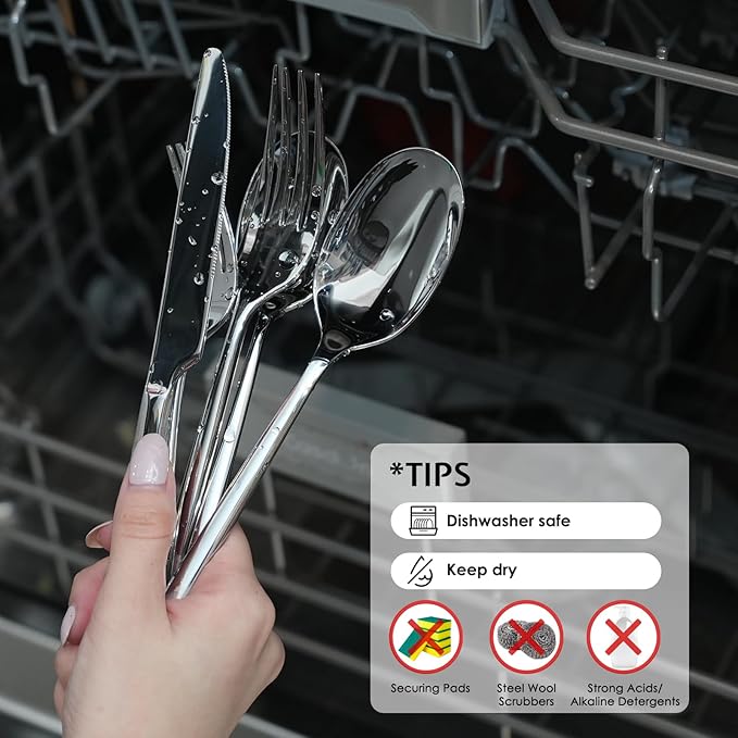 KINGSTONE Silverware Set, 30-Piece Forged Flatware Set Cutlery Set Premium Stainless Steel, Service for 6, for Kitchen, Home, Wedding, Party, Mirror Polished and Dishwasher Safe-Ruum Studio Home