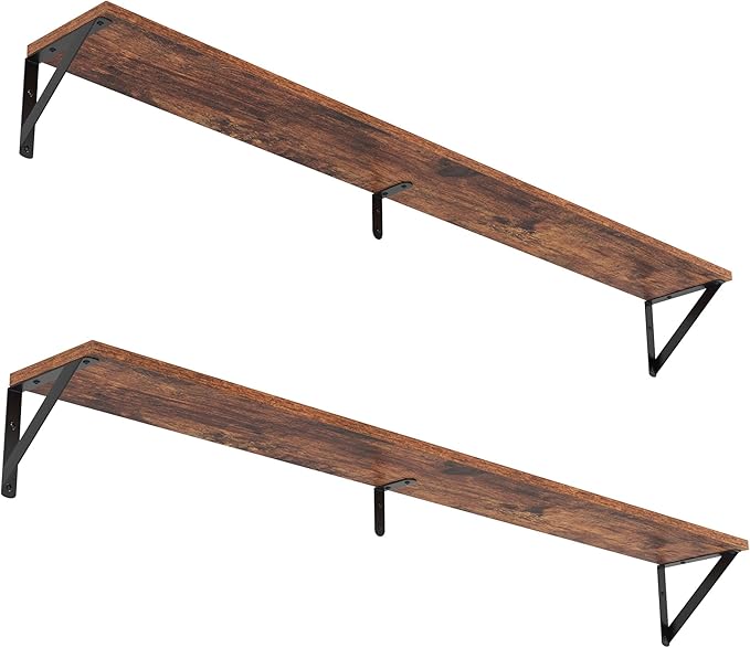 Heimlove 48 Inch Large Wall Bookshelves Set of 3, Wall Mounted Bookshelves,Heavy Duty Wooden Shelves for Living Room,Bedroom,Kitchen,Laundry Room Storage & Decor-Ruum Studio Home