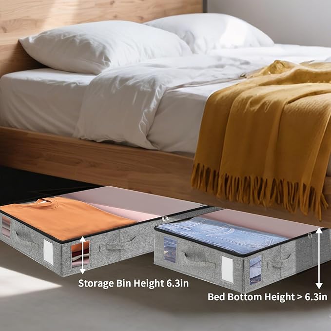 combocube 2 Pack Under Bed Storage Containers, Stackable Closet Organizers and Storage Bins with Sturdy Support, Foldable Underbed Clothes Storage Box for Blanket, Comforter, Sweater, Pillows, Shoes-Ruum Studio Home