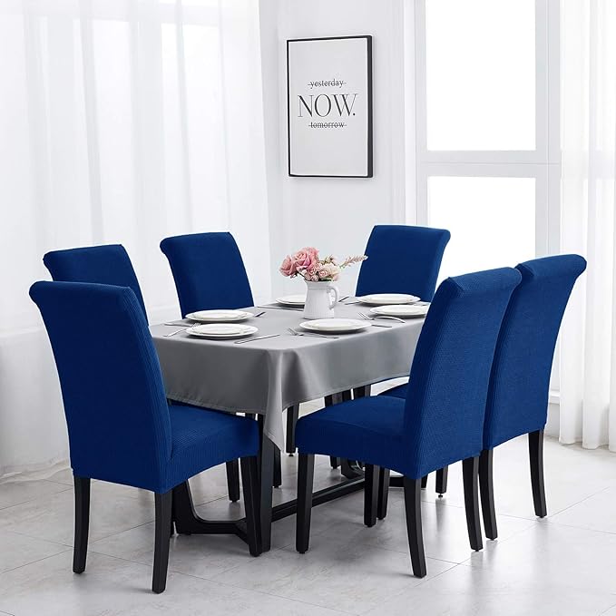 Joccun Chair Covers for Dining Room Set of 4, Dining Chair Slipcovers Stretch Dining Room Chair Covers Seat Protector,Washable Parsons Chair Cover for Home,Banquet(Classic Blue,4 Pack)-Ruum Studio Home