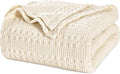 PHF 100% Cotton Waffle Weave Blanket Twin Size, Soft Lightweight Breathable Cozy Summer Blankets for Bed, Luxury Aesthetic Woven Bedding for Home Decor, 66"x90", Undyed-Ruum Studio Home