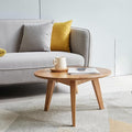 100% Solid Oak Wood Mini Coffee Table, Round Living Room Table Side Table w/Solid Wood Legs, Walnut Mid Century Sturdy Tables for Bedroom Balcony Living Room (23.62" D x 13.78" H)-Ruum Studio Home