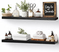 Floating Wall Shelves 2-Pack - Rustic Black 16-inch Wooden Wall Shelves for Storage and Décor, Multi-Functional and Easy to Install for Living Room, Bedroom, and Kitchen-Ruum Studio Home