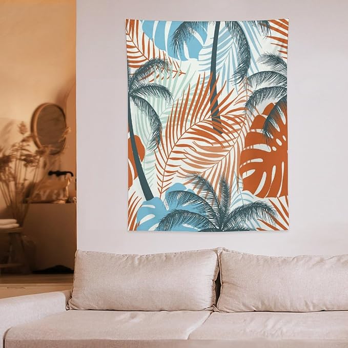ICMOLYYENLO Palm Leaf Tapestry Wall Hanging, Tropical Leaves Plant Jungle Green Hawaiian Art Home Decor for Guest Bedroom Living Room Dormitory 50x60 Inch-Ruum Studio Home