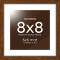 Homeforia 8x8 Picture Frame Brown, High-End Dark Oak 8 x 8 Square Brown Wood Frame with Mat 6 by 6 for Art, 8by8 Wooden Walnut Poster Frame Matted to 6x6 inch Photo, Tempered Glass, Wall Kit, Set of 1-Ruum Studio Home