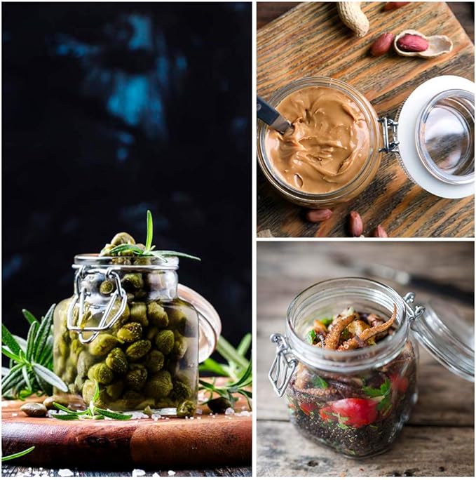 Spice Jars, 12 Pack 4oz Small Glass Jars with Airtight Hinged Lid, With 12 Spice Labels & Silicone Funnels, Airtight Glass Jars for Spices, Art Craft Storage (12 Pack)-Ruum Studio Home