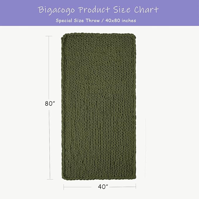 Bigacogo Chunky Knit Throw Blanket for Couch, 40x80 inches, 100% Hand Knitted with Thick Jumbo Chenille Yarn, Cozy Soft Large Rope Knot Cable Crochet Blankets for Sofa Bed Living Room, Yellow Green-Ruum Studio Home