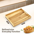 Koppen Acacia Wood Serving Tray with Handles, 17" x 13.86", Large Wooden Platter for Breakfast, Ottoman Tray for Party, Snacks, Fruit, Coffee Table, Living Room, Sofa, Bed, Outdoor-Ruum Studio Home