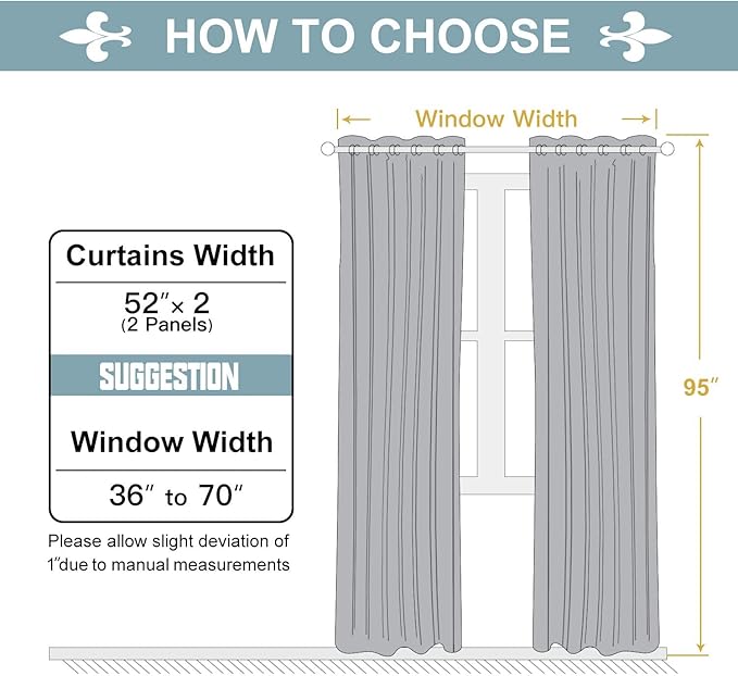 ChrisDowa Grommet Room Darkening Curtains for Bedroom and Living Room - 2 Panels Set Thermal Insulated Blackout Curtains (Greyish White, 52W x 95L)-Ruum Studio Home