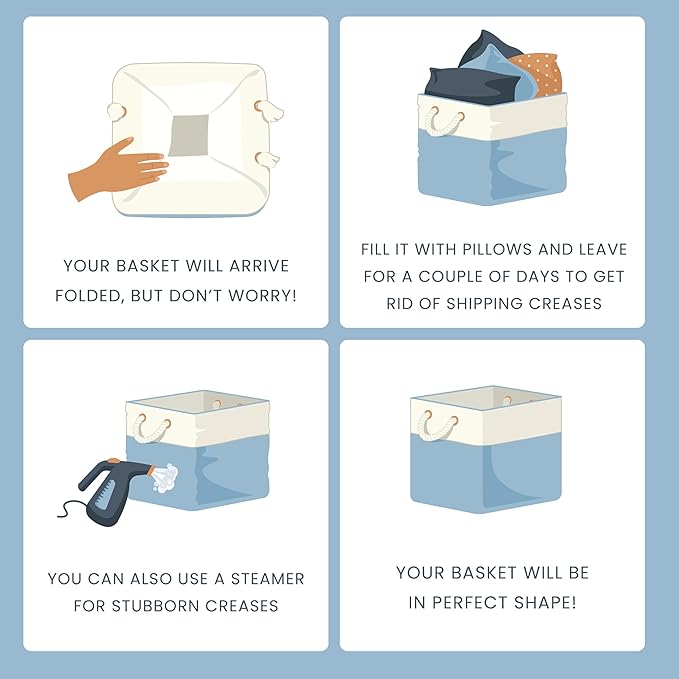 OrganiHaus 13x13 Cube Storage Bins 4 Pack, Foldable Cube Storage Organizer w/ Rope Handles, Collapsible Fabric Bins for Toys, Clothes & Closet Organization, Fabric Square Baskets - Gray/Black-Ruum Studio Home