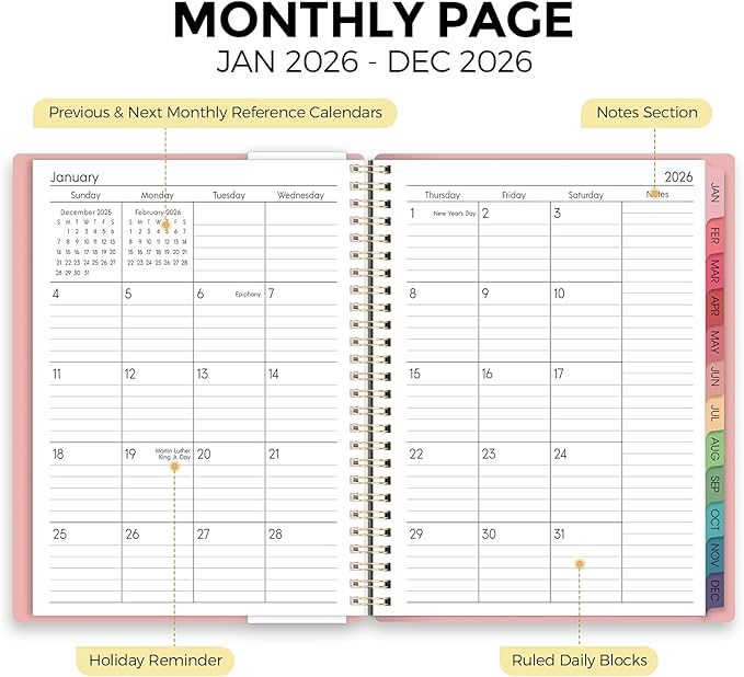 Planner 2026, 8.5" x 11" Monthly & Weekly Planner with Tabs, JAN - DEC 2026, Goal Setting & Time Management Organizer for Professionals & Students-Ruum Studio Home
