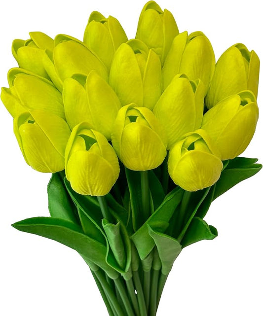Fake Tulips Flowers 15 Pcs PU Artificial Flower Real Touch Tulip for Home Party Wedding Floral Arrangement Centerpiece Table Party Decoration-Ruum Studio Home