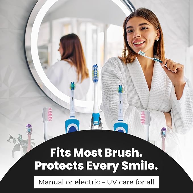 UV Toothbrush Sanitizer Holder & Cleaner with LED Clock Display & Hot Air Drying – Wall-Mounted UV Tooth Brush Holder for Bathroom Decor, Travel Use, Rechargeable Portable Design, Fits All Brushes-Ruum Studio Home