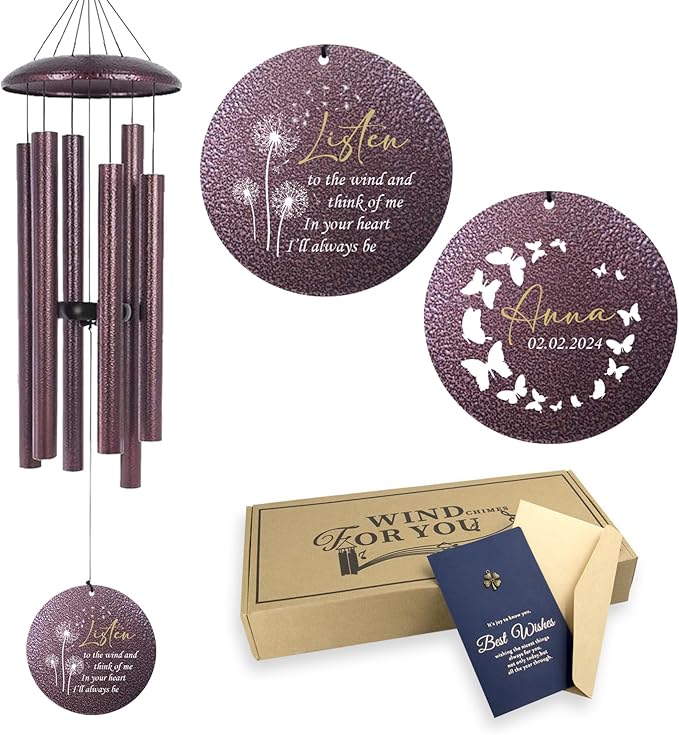 ASTARIN 36" Large Deep Tone Personalized Sympathy Wind Chimes, Memorial Wind Chime for Loss of Mother Father Loved One, Bereavement Gifts Decor Outdoor Patio Garden Graveyard-Ruum Studio Home