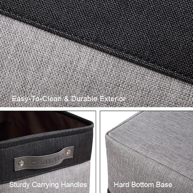 DECOMOMO Storage Baskets for Shelves - Fabric Closet Organizers and Storage Bins, Perfect Baskets for Organizing Closet Toys Nursery (Grey and Black, Large - 4 Pack)-Ruum Studio Home