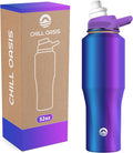 Chill Oasis Water Bottle | Compatible With Popular Flavor Cartridges | BPA Free, Leak Proof, Double-Walled Vacuum Insulated Stainless Steel, and Dishwasher Safe | Cold for 24 Hours (Aura, 32oz)-Ruum Studio Home
