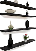 48 Inch Floating Shelves for Wall Rustic Black Wood Wall Shelves for Bedroom Set of 4-Ruum Studio Home