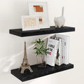 24 Inch Floating Shelves, Rustic 24 x 9 Black Floating Shelf for Wall, Black Bathroom Shelf Set of 2, Farmhouse Wood Wall Shelves for Bedroom, Kitchen, 9 Inch Deep Shelves for Home Storage-Ruum Studio Home