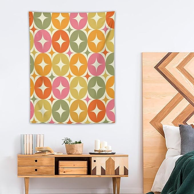 ICMOLYYENLO Abstract Cat Tapestry, Medieval Abstract Atomic Star Cat Vintage Home Wall Hanging Art Tapestry for Bedroom Living Room Dormitory 30x40 Inch-Ruum Studio Home