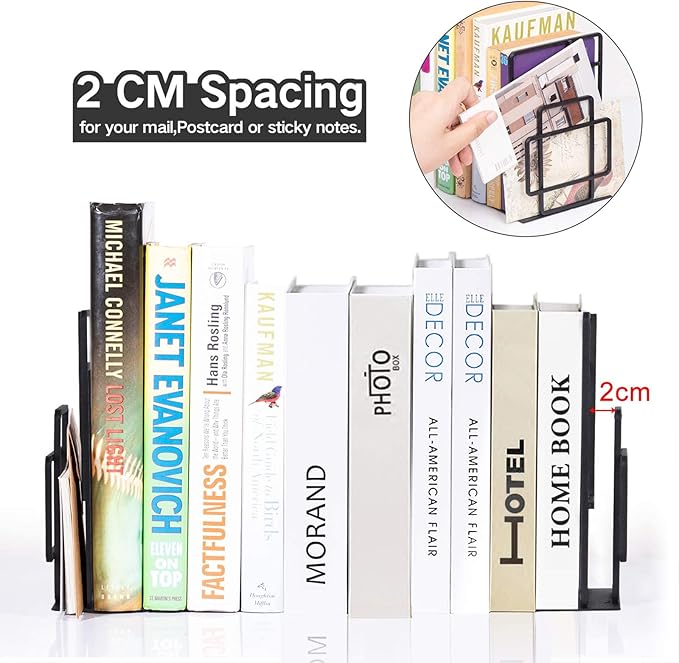 SRIWATANA Book Ends Heavy Duty, Decorative Black Bookends for Shelves, Window Lattice Design-Ruum Studio Home