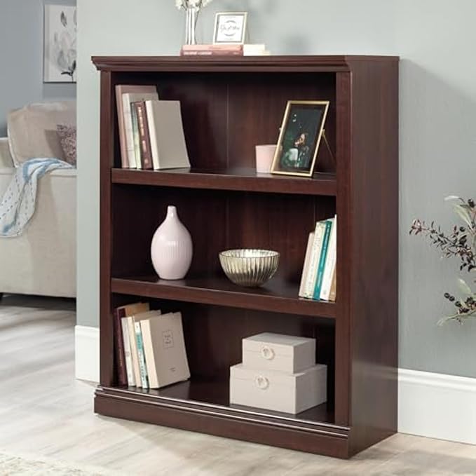 Sauder Miscellaneous Storage 3 Bookcase/Book Shelf, L: 35.28" x W: 13.23" x H: 43.78", Select Cherry finish-Ruum Studio Home