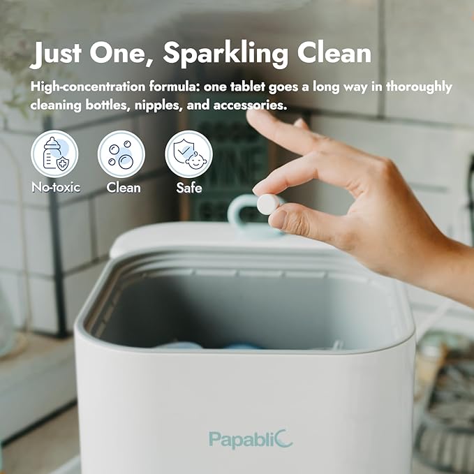 Papablic 120Pcs Official Detergent Soap Tablets for Baby Brezza,GROWNSY,Momcozy Bottle Washer Pro, Effective Cleaning with Safe Highly Concentrated Formula-Ruum Studio Home