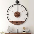 34.6×24 Inch Large Modern Decorative Pendulum Wall Clock,Big Metal Farmhouse Oversized Silent Wall Clocks Minimalist Elegant Walnut Dial Pointers for Living Room,Office,Dining Room Decor-Ruum Studio Home