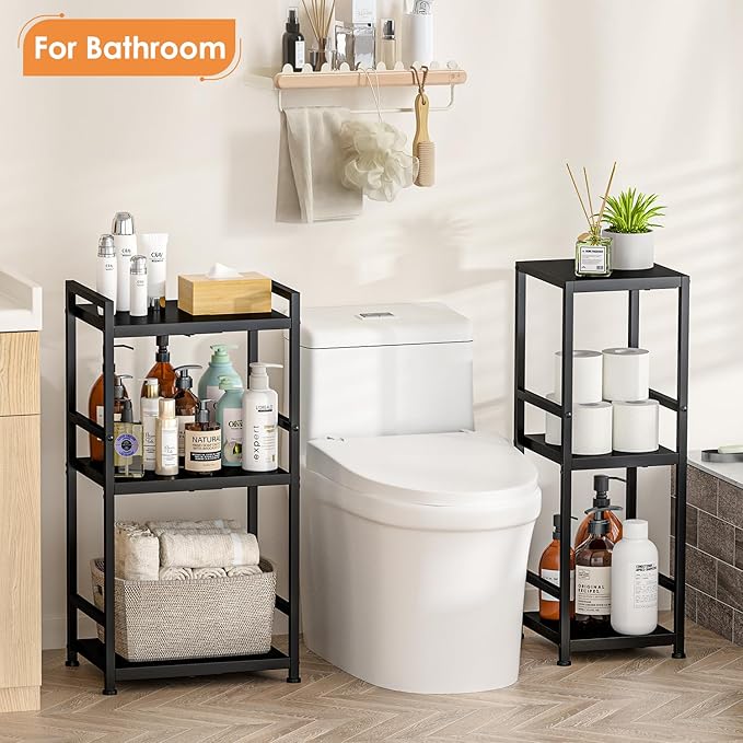 3-Tier Expandable Storage Shelves, 110LBS Heavy Duty Metal Shelving Unit, Adjustable Laundry Room Organization and Storage Shelf Rack,Ideal Narrow Bathroom Kitchen Laundry Room Organizer,Free-Standing-Ruum Studio Home