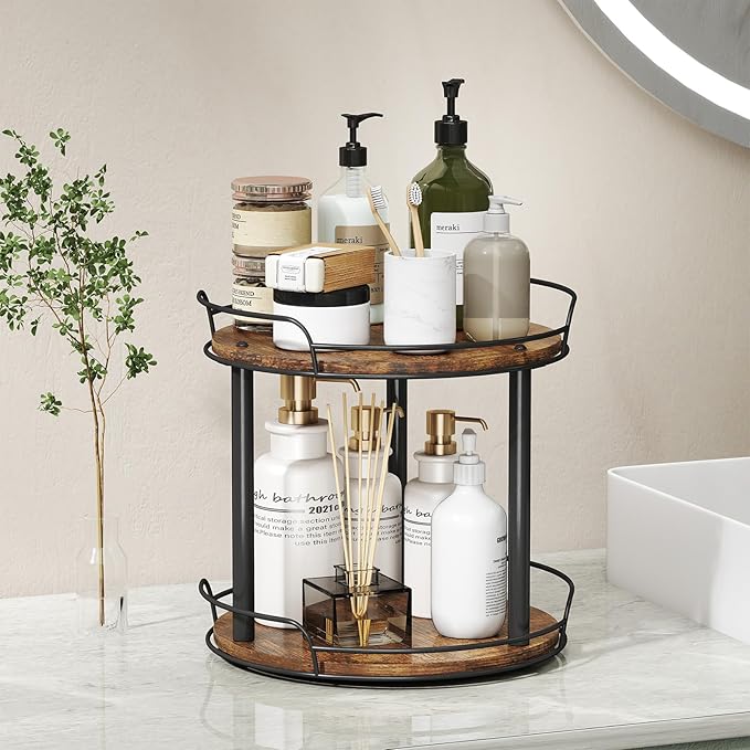 LAMU 12.2'' Wood Lazy Susan Turntable Organizer for Cabinet, 3 Tier Lazy Susan Spice Rack Organizer for Kitchen, Table Top, Countertop, Pantry, Bathroom-Ruum Studio Home