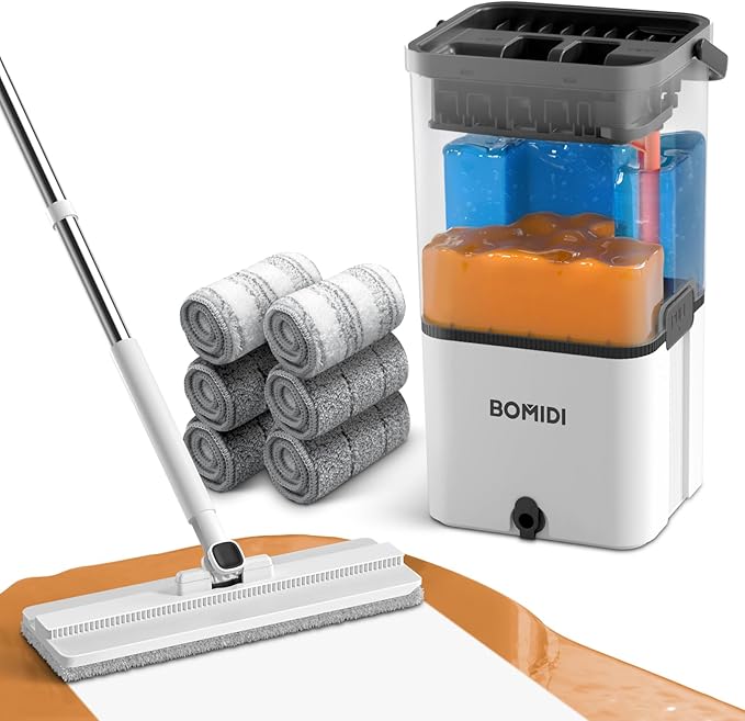 Mop and Bucket Set, Flat Microfiber Mops for Floor Cleaning, Wall Cleaner Mop and Bucket System with Wringer, Wet and Dry Use-Ruum Studio Home