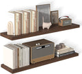 48 Inch Floating Shelf 2 Pack Large Floating Shelves for Wall No Drilling Accessories Included Deep Wall Shelves for Living Room Kitchen Farmhouse 48" W x 12" D x 1.2" Walnut-Ruum Studio Home