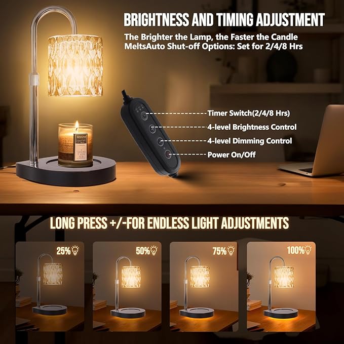 GEEZO Fragrance Candle Warmer Lamp，Electric Candle Warmer with Timer & Dimmer，Mom Christmas Birthday Gifts for Women, House Warming Gifts New Home Bedroom Decor-Ruum Studio Home
