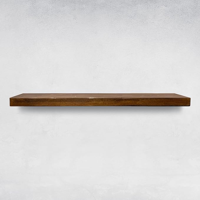 URBANDI, Rustic Floating Shelves, Set of 2, Hidden Bracket, Solid Wood, Heavy Duty, Wall Mounted Shelves, (Provincial, 36Wx12D)-Ruum Studio Home