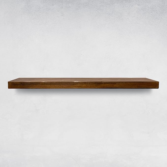 URBANDI, Rustic Floating Shelves, Set of 2, Hidden Bracket, Solid Wood, Heavy Duty, Wall Mounted Shelves, (Provincial, 12Wx10D)-Ruum Studio Home